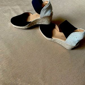 Elastic strap 2.5 inches women jute-wrapped heel leather upper man made sole